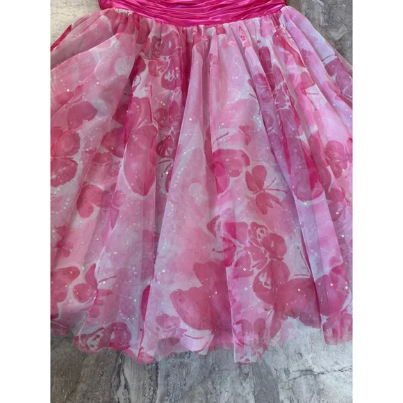 Jovani Pink Strapless Sequin Butterfly Prom Cocktail Short Dress Size 6 - Picture 4 of 6